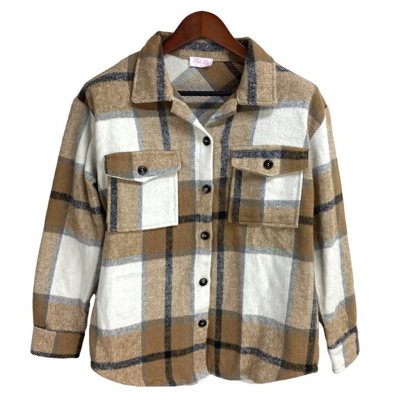 Pink Lily Plaid Button-Up Shacket S 100% Polyester Women's - Picture 1 of 5